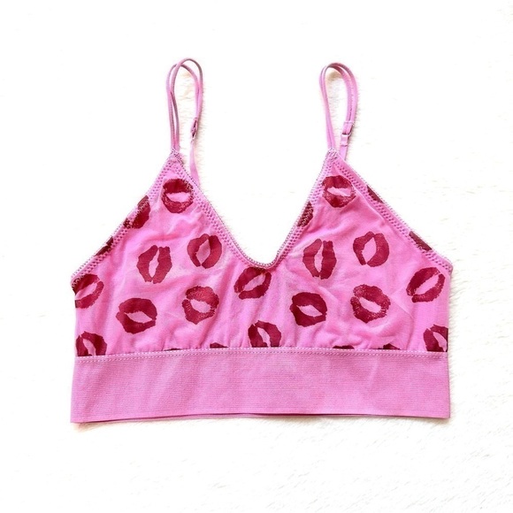 Out From Under Urban Outfitters Pink Red Kisses Bralette S - Picture 1 of 11